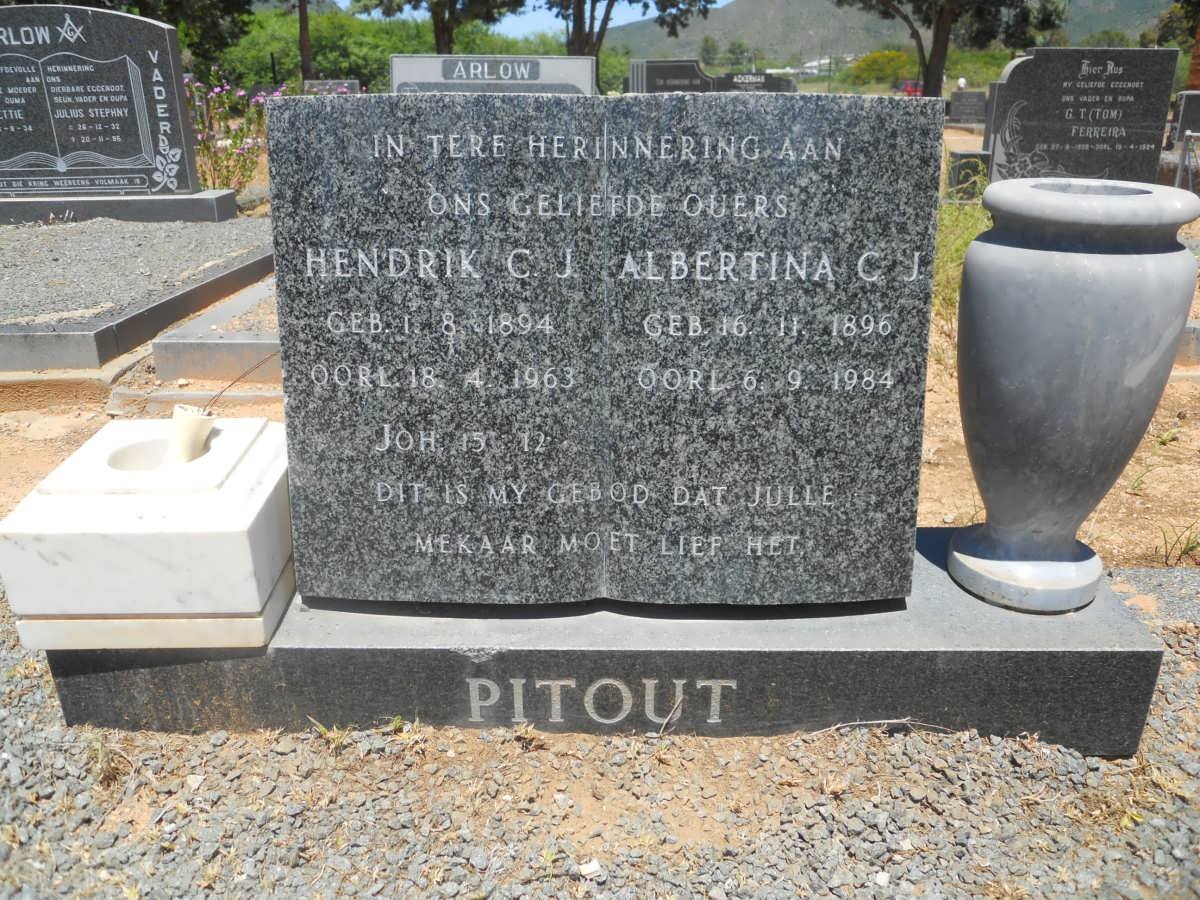 PITOUT Hendrik C.J. 1894-1963 &amp; Albertina C.J. 1896-1984