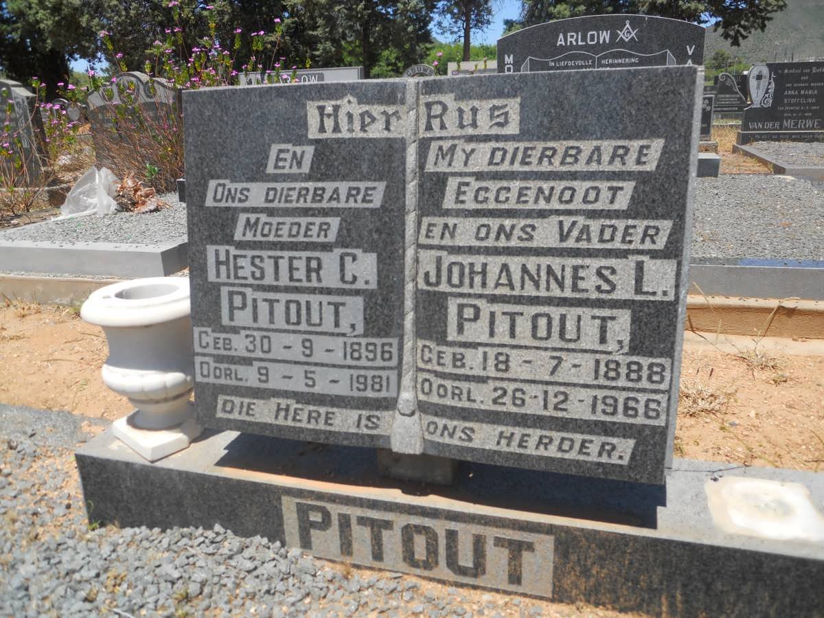 PITOUT Johannes L. 1888-1966 &amp; Hester C. 1896-1981