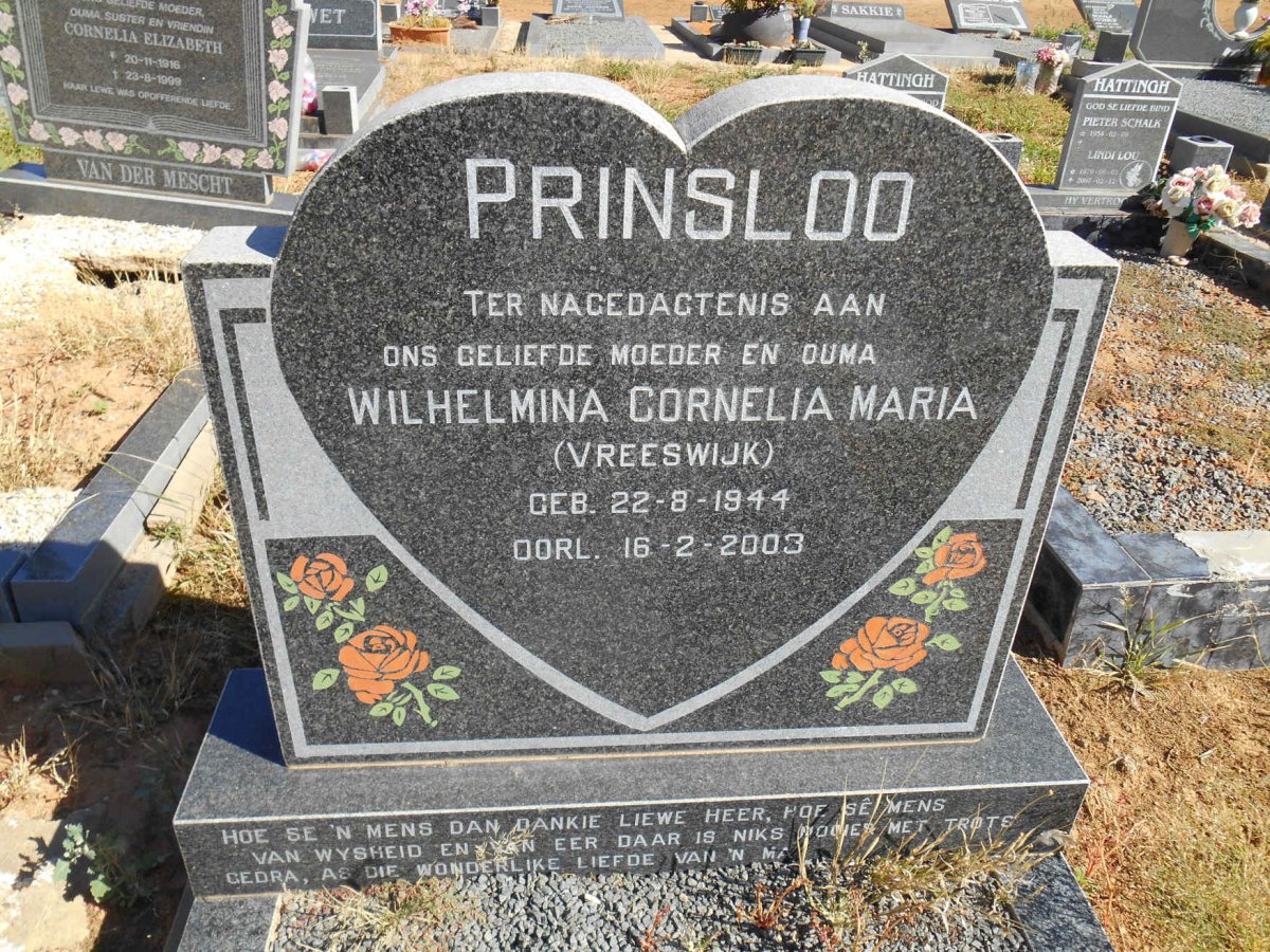 PRINSLOO Wilhelmina Cornelia Maria nee VREESWIJK 1944-2003