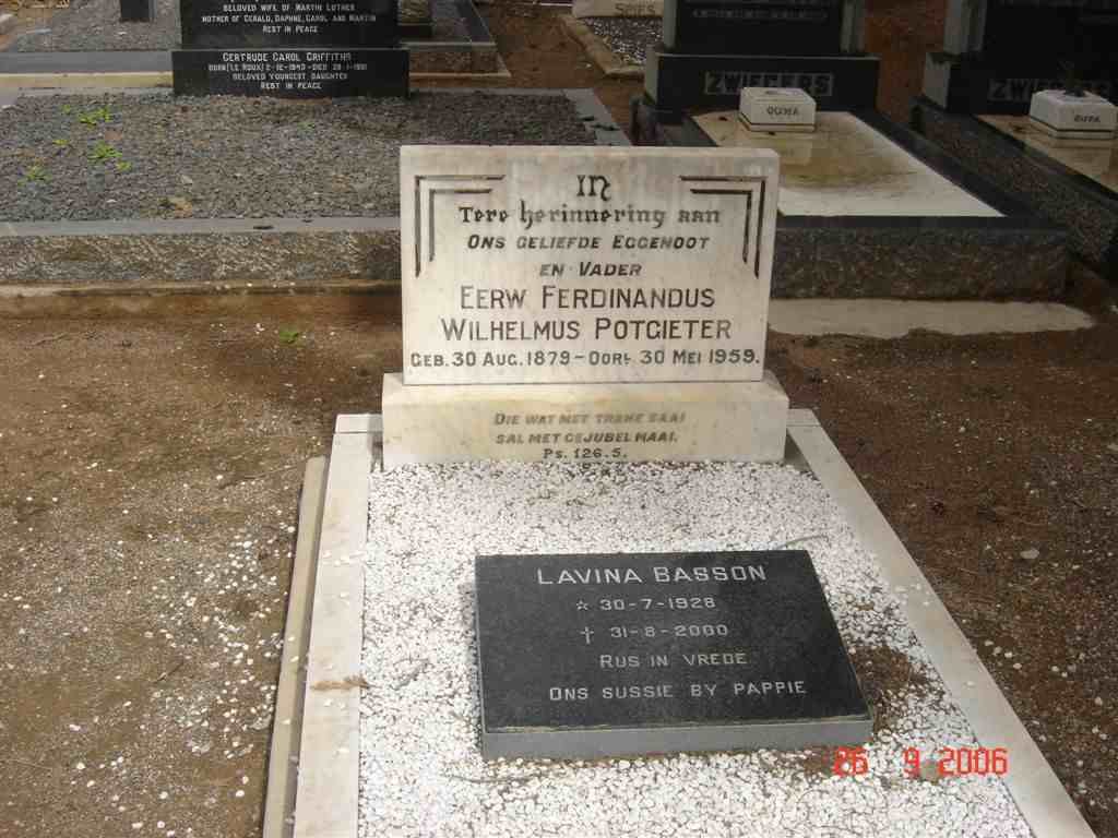 POTGIETER Ferdinandus Wilhelmus 1879-1959 :: BASSON Lavina 1928-2000