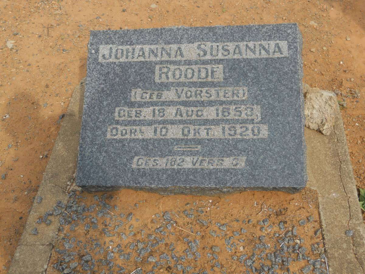ROODE Johanna Susanna nee VORSTER 1853-1920