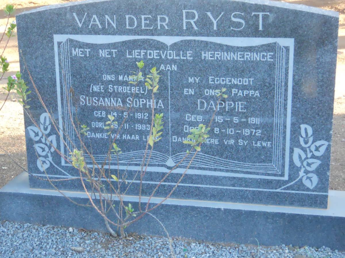 RYST Dappie, van der 1911-1972 &amp; Susanna Sophia STROEBEL 1912-1993