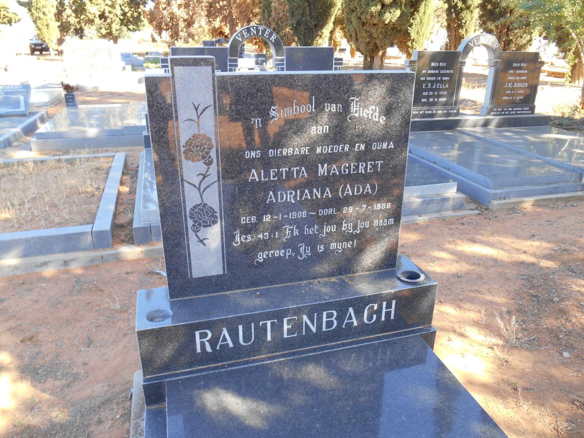 RAUTENBACH Aletta Mageret Adriana 1908-1986