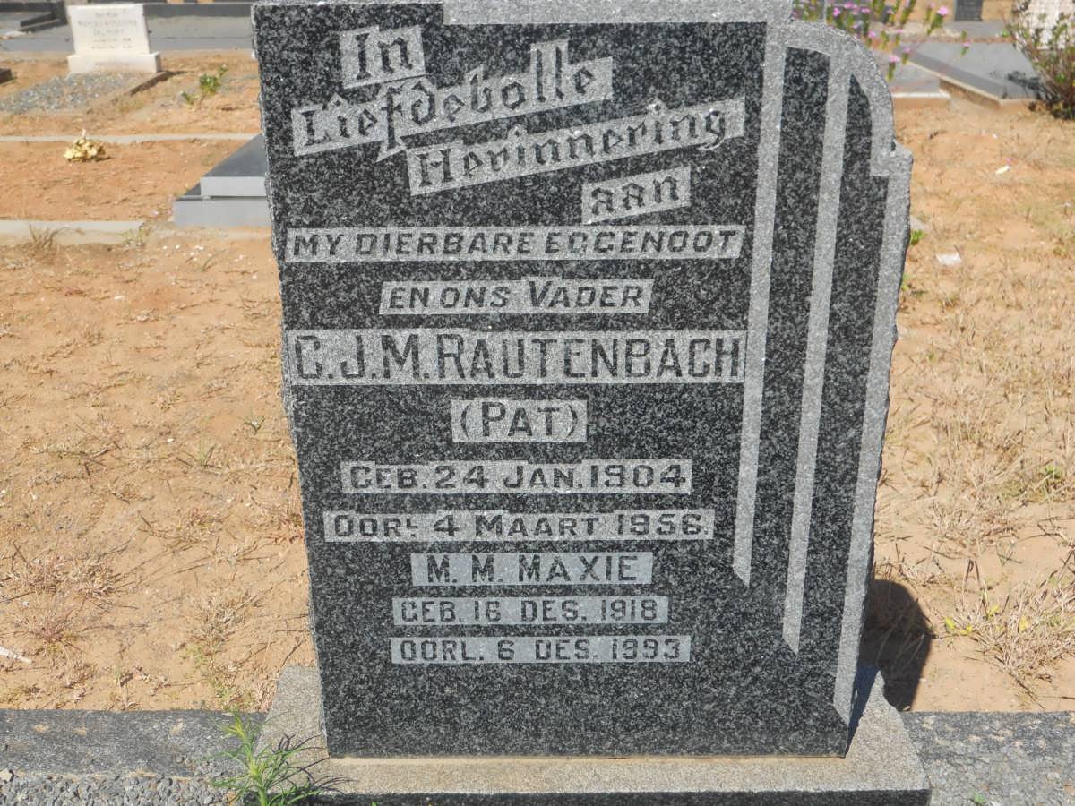 RAUTENBACH C.J.M. 1904-1956 &amp; M.M. 1918-1993