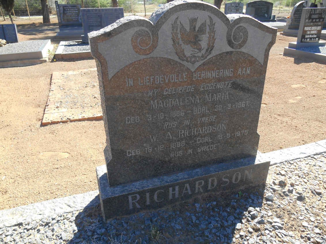 RICHARDSON W.A. 1888-1975 &amp; Magdalena Maria 1886-1967