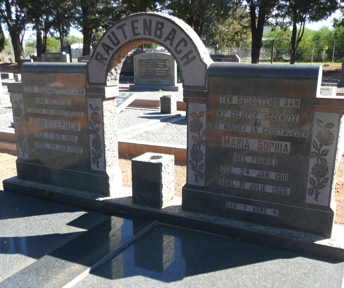 RAUTENBACH John Stephen 1906-1992 &amp; Maria Sophia FOURIE 1910-1966