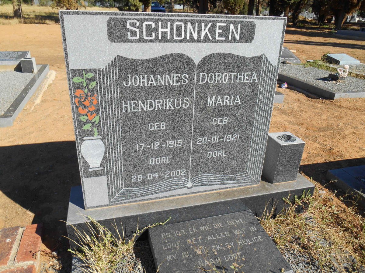 SCHONKEN Johannes Hendrikus 1915-2002 &amp; Dorothea Maria 1921-