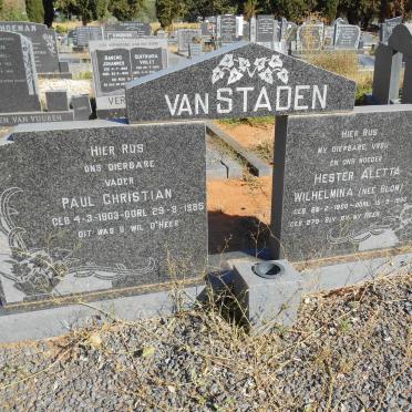 STADEN Paul Christian, van 1903-1985 &amp; Hester Aletta Wilhelmina BLOM 1900-1980