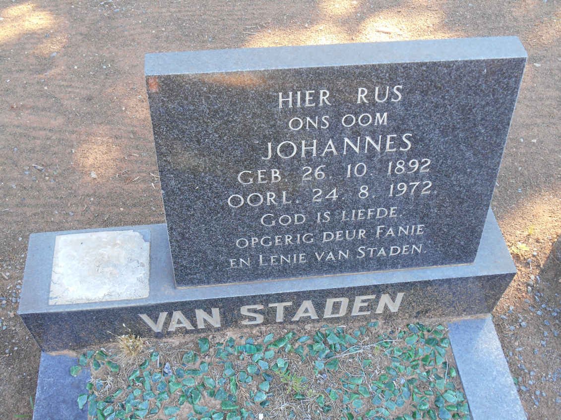 STADEN Johannes, van 1892-1972