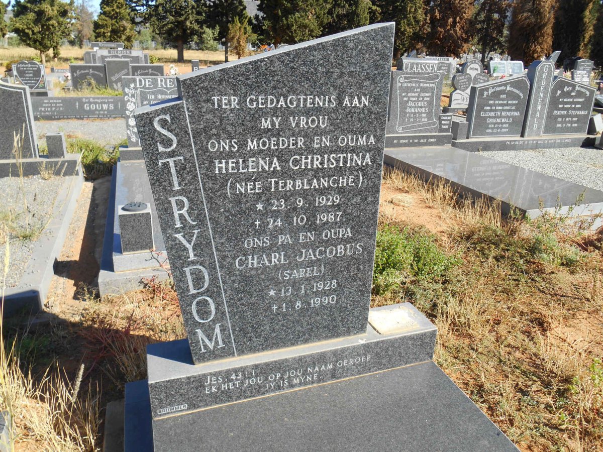 STRYDOM Charl Jacobus 1928-1990 &amp; Helena Christina TERBLANCHE 1929-1987