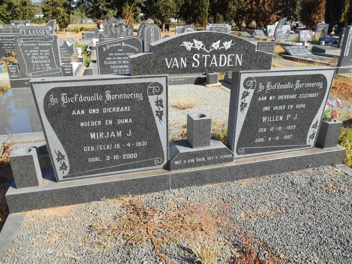 STADEN Willem P.J. 1925-1987 &amp; Mirjam J. ELS 1931-2000