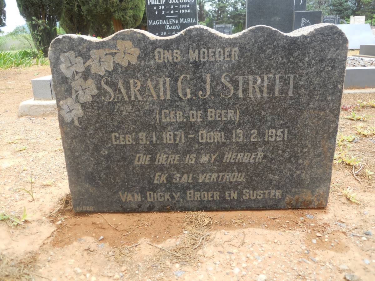 STREET Sarah G.J. nee DE BEER 1871-1951