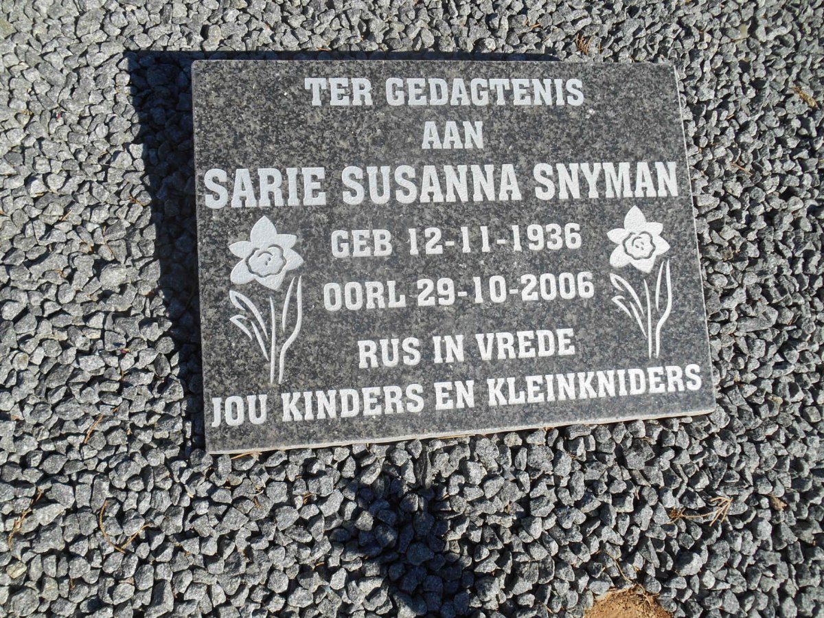 SNYMAN Sarie Susanna 1936-2006