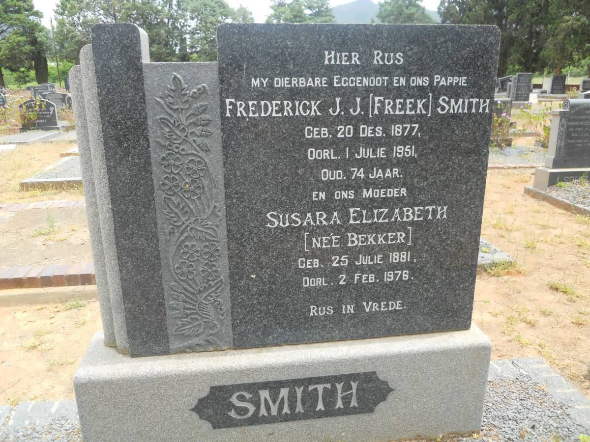 SMITH Frederick J.J. 1877-1951 &amp; Susara Elizabeth BEKKER 1881-1976