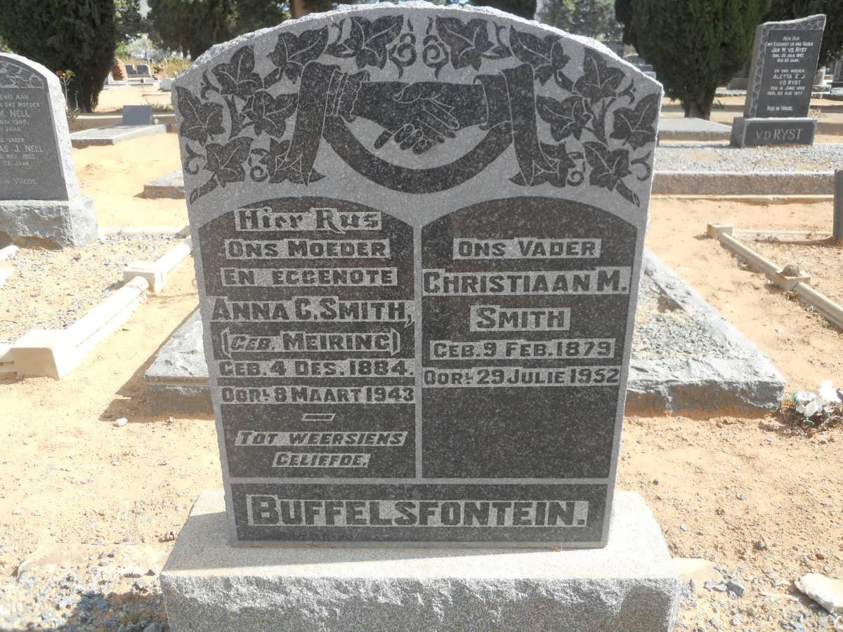 SMITH Christiaan M. 1879-1952 &amp; Anna C. MEIRING 1884-1943