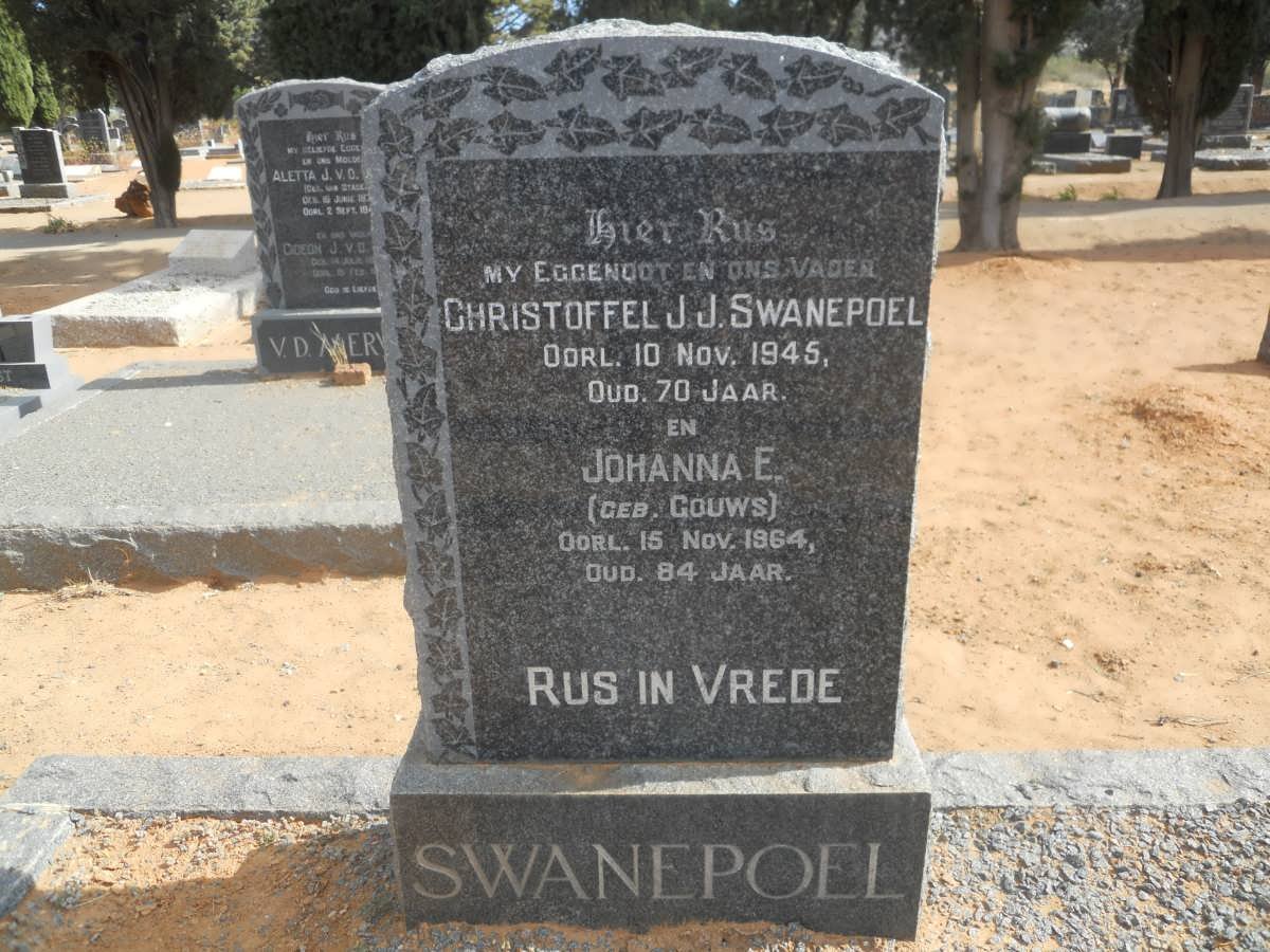 SWANEPOEL Christoffel J.J. -1945 &amp; Johanna E. GOUWS -1964