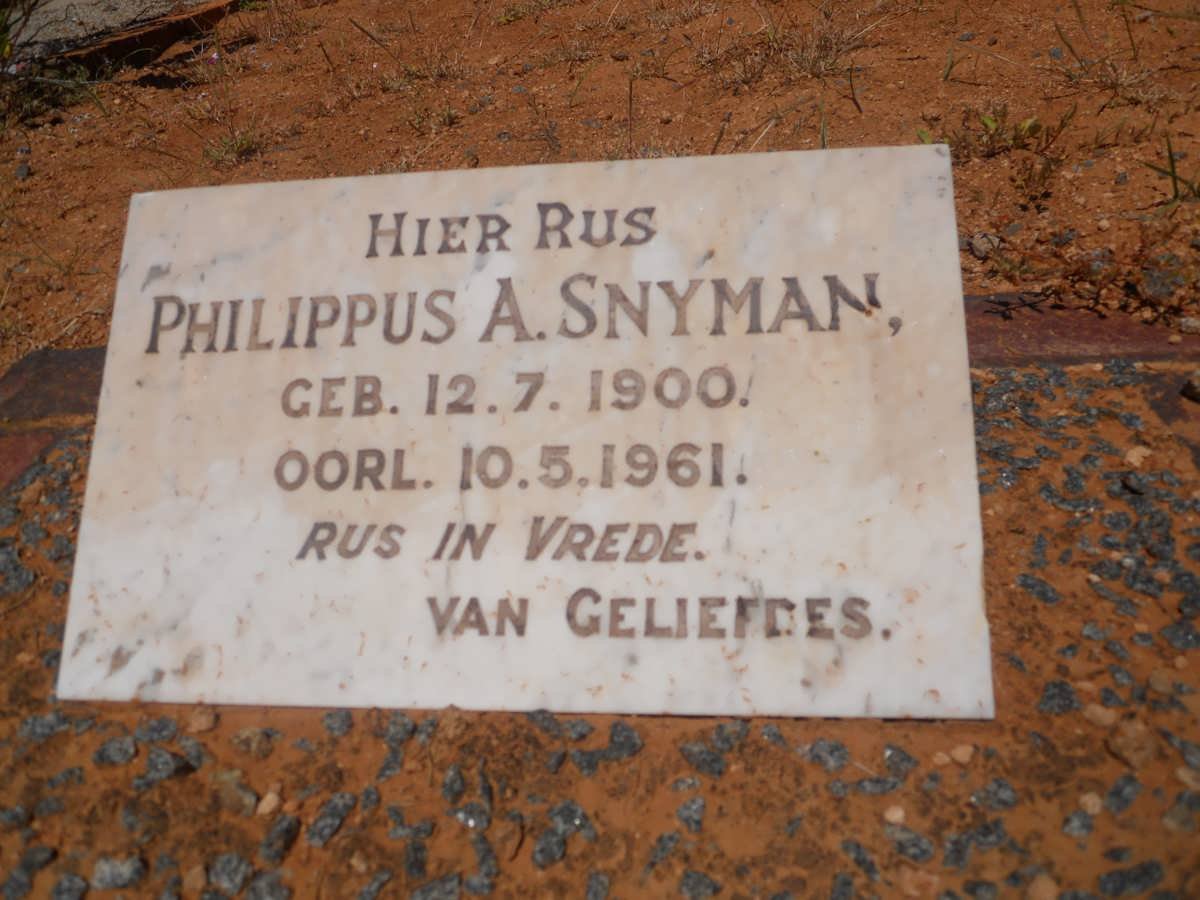 SNYMAN Philippus A. 1900-1961