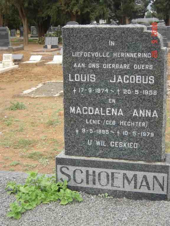 SCHOEMAN Louis Jacobus 1874-1958 &amp; Magdalena Anna HECHTER 1895-1979