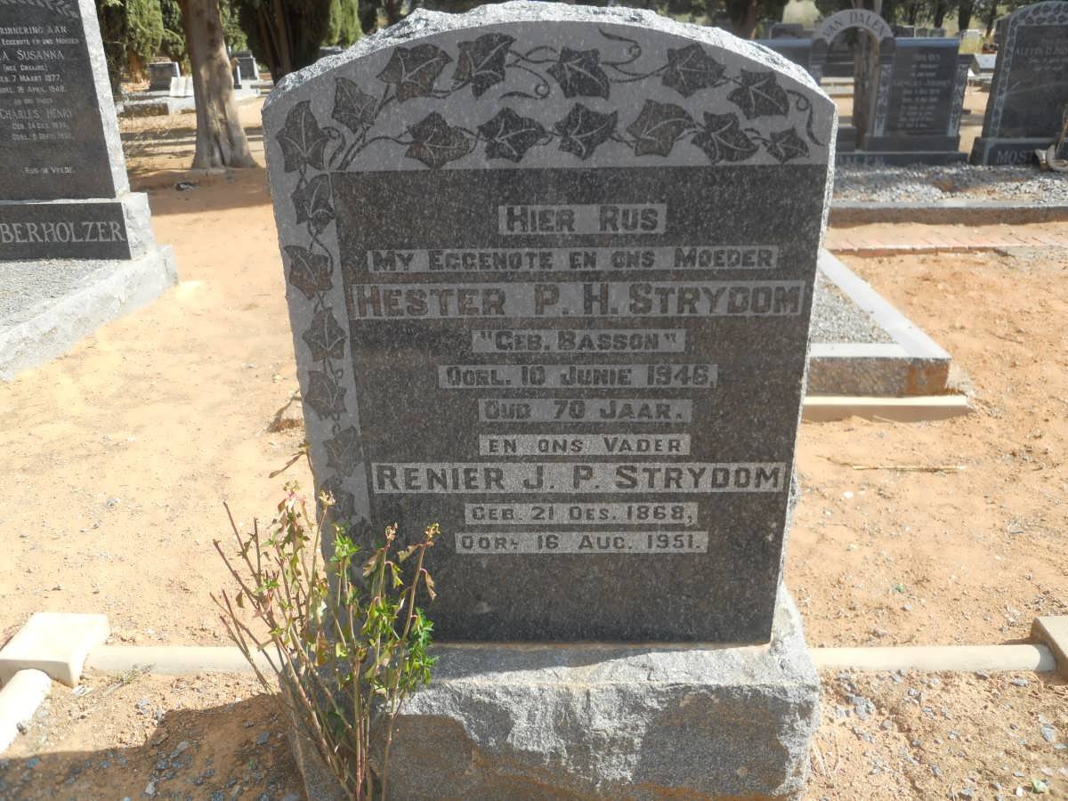 STRYDOM Renier J.P. 1868-1951 &amp; Hester P.H. BASSON -1946