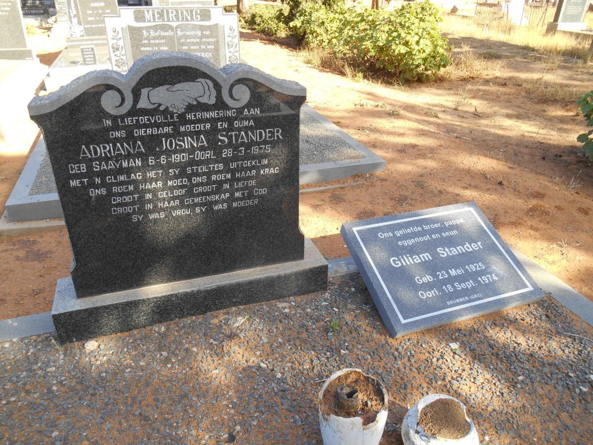 STANDER Adriana Josina nee SAAYMAN 1901-1975 :: STANDER Giliam 1925-1974