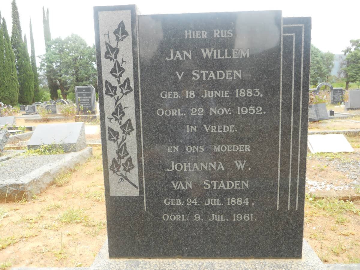 STADEN Jan Willem, v. 1883-1952 &amp; Johanna W. 1884-1961