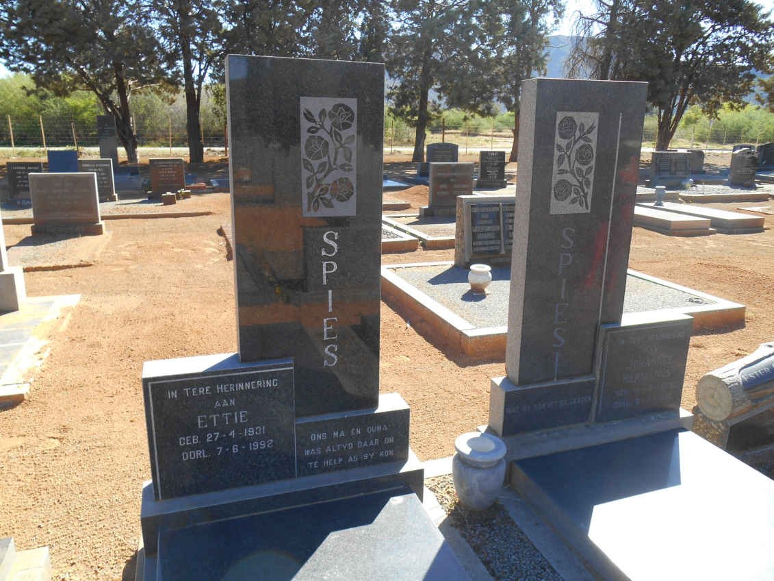 SPIES Johannes Hermanus 1929-1966 &amp; Ettie 1931-1992