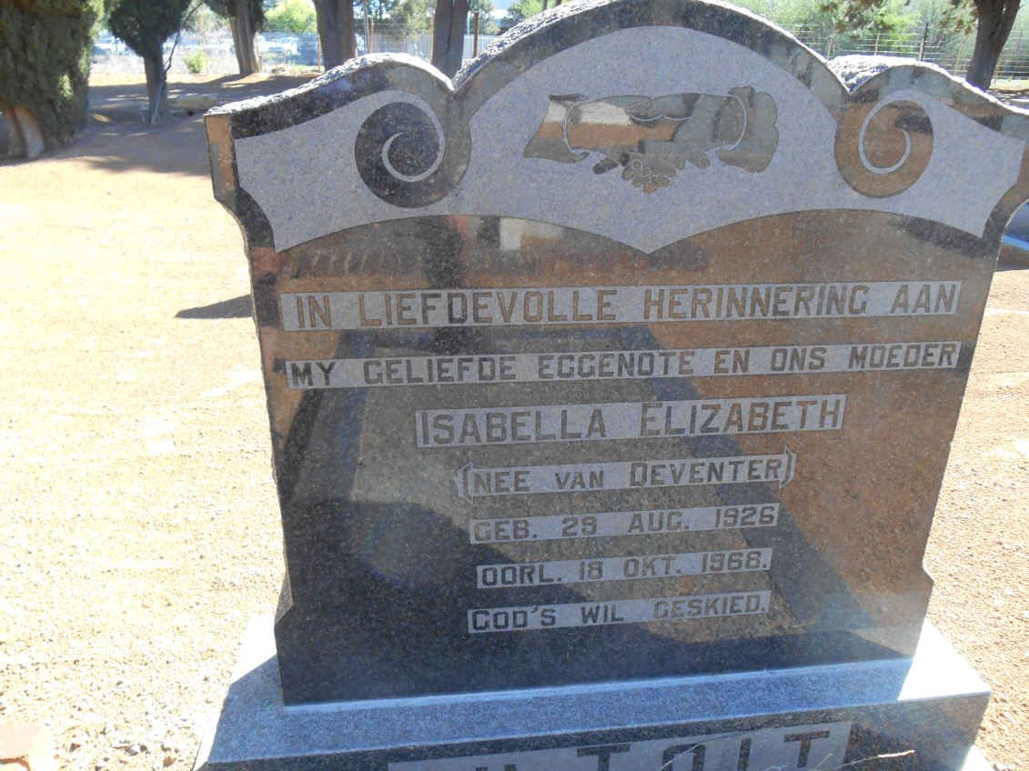 TOIT Isabella Elizabeth, du nee VAN DEVENTER 1926-1968