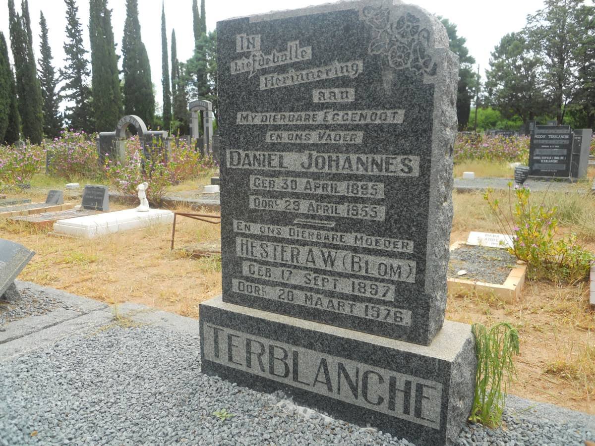 TERBLANCHE Daniel Johannes  1895-1955 &amp; Hester A.W. BLOM 1897-1976