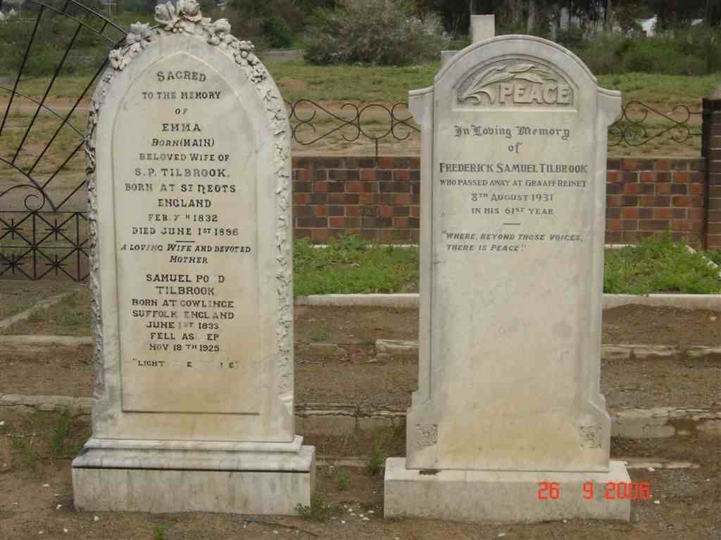 TILBROOK Samuel P. 1833-1925 &amp; Emma MAIN 1832-1896 :: TILBROOK Frederick Samuel -1931