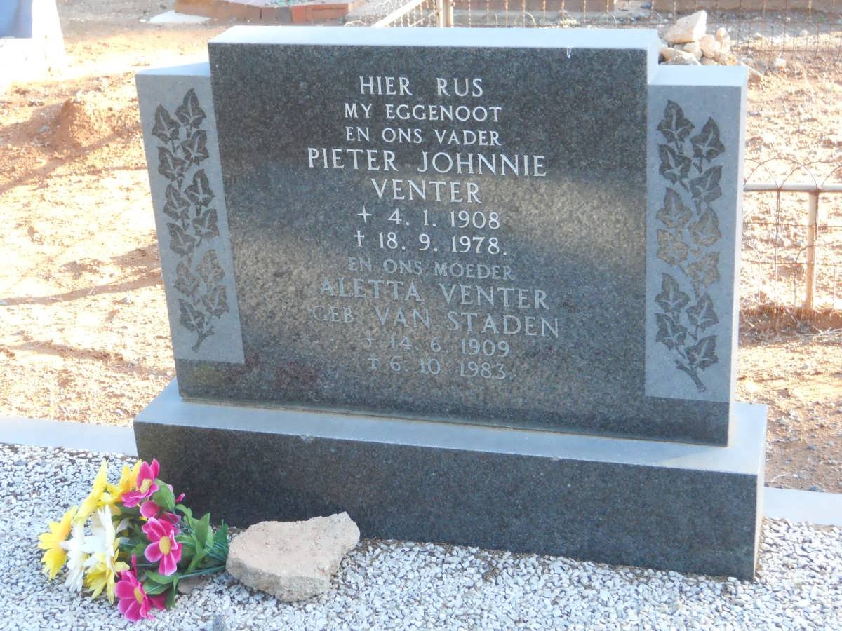 VENTER Pieter Johnnie 1908-1978 &amp; Aletta VAN STADEN 1909-1983