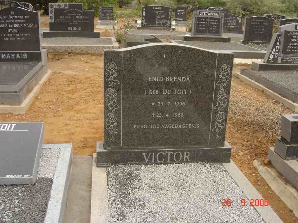 VICTOR Enid Brenda nee  DU TOIT 1956-1982