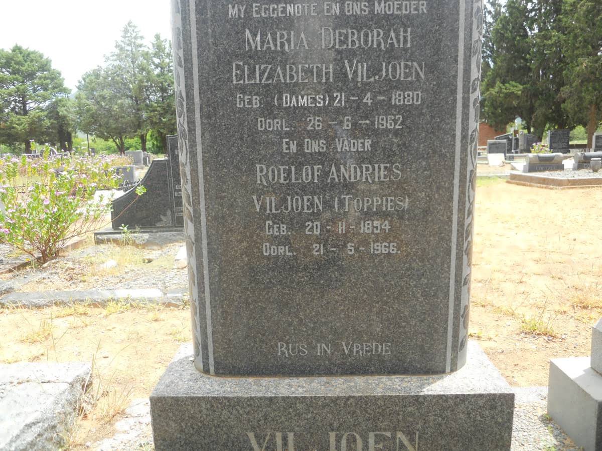 VILJOEN Roelof Andries 1854-1966 &amp; Maria Deborah Elizabeth DAMES 1880-1962