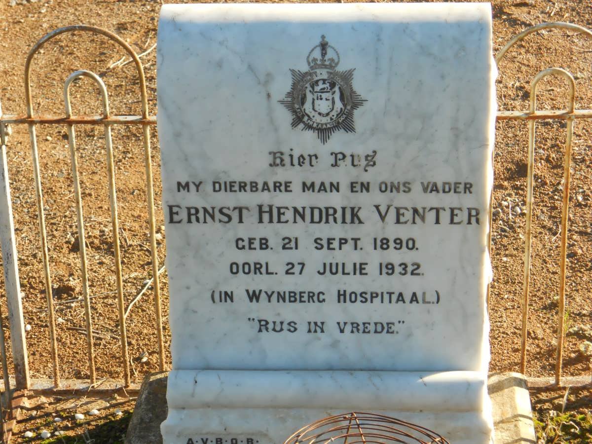 VENTER Ernst Hendrik 1890-1932