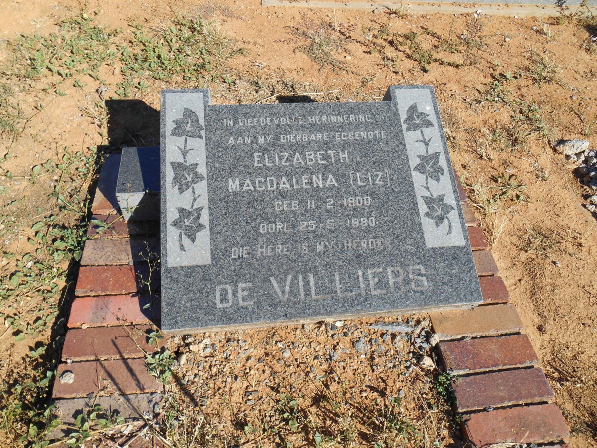 VILLIERS Elizabeth Magdalena, de  1900-1980