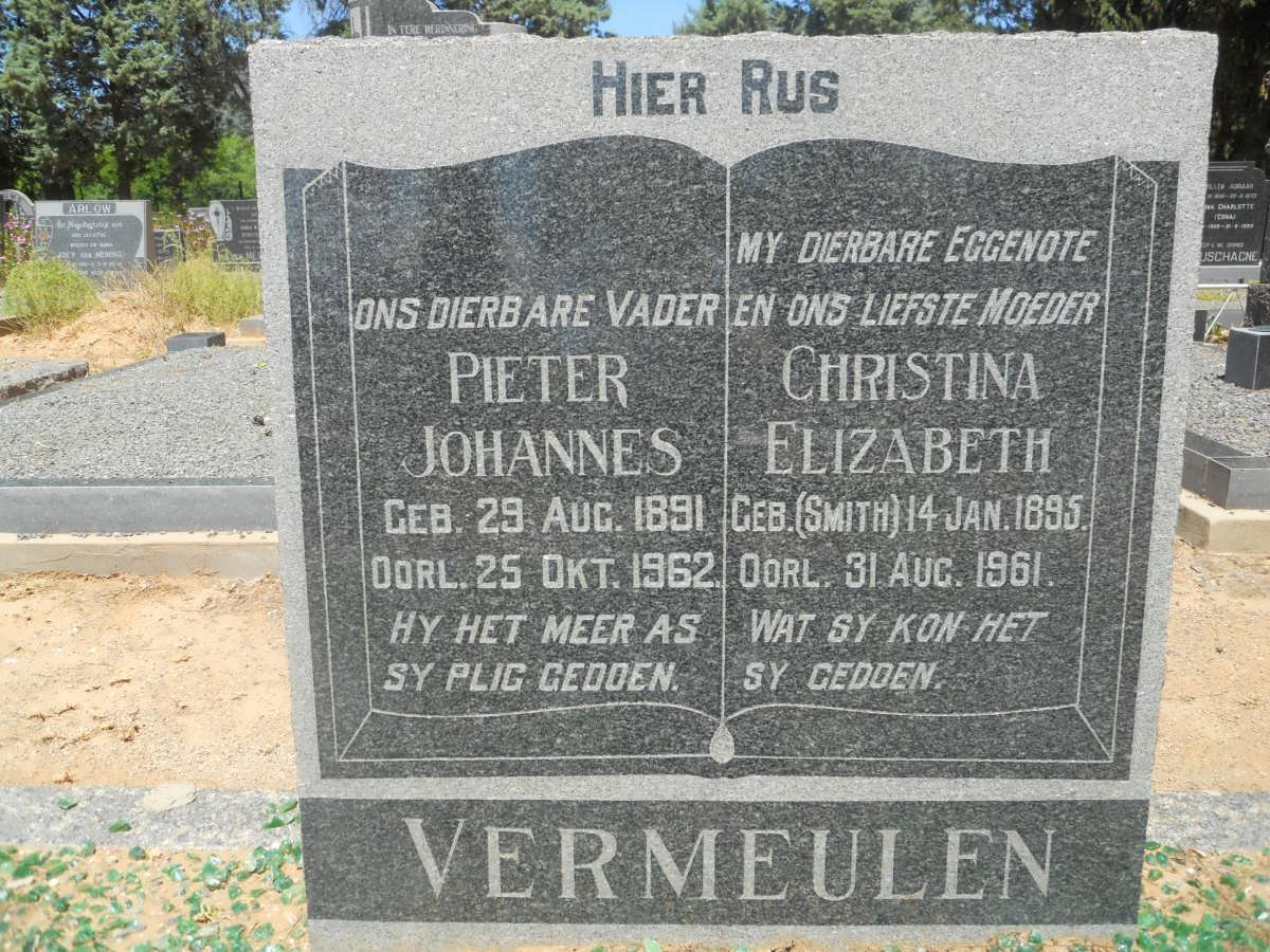 VERMEULEN Pieter Johannes 1891-1962 &amp; Christina Elizabeth SMITH 1895-1961