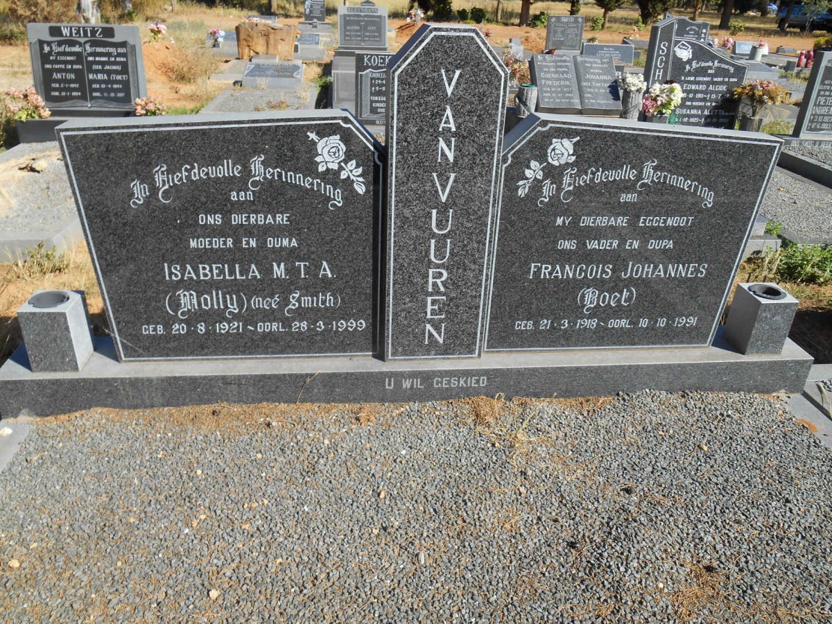 VUUREN Francois Johannes, van 1918-1991 &amp; Isabella M.T.A. SMITH 1921-1999