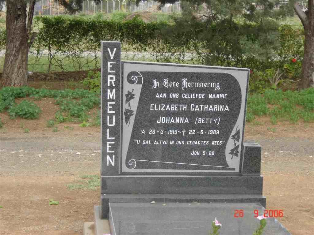 VERMEULEN Elizabeth Catharina Johanna 1919-1989