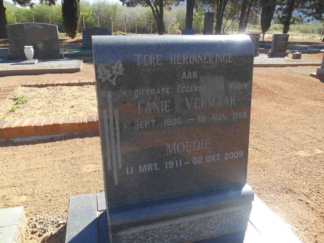 VERMAAK Fanie 1906-1965 &amp; Moedie 1911-2009