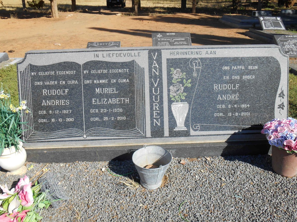 VUUREN Rudolf Andries, van 1927-2010 &amp; Muriel Elizabeth 1930-2010 :: VAN VUUREN Rudolf André 1954-2001