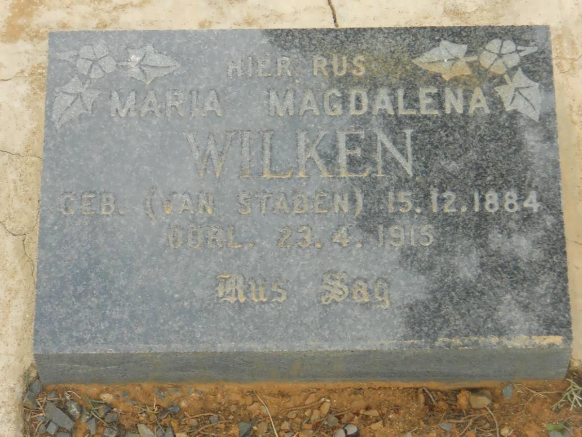 WILKEN Maria Magdalena nee VAN STADEN 1884-1915