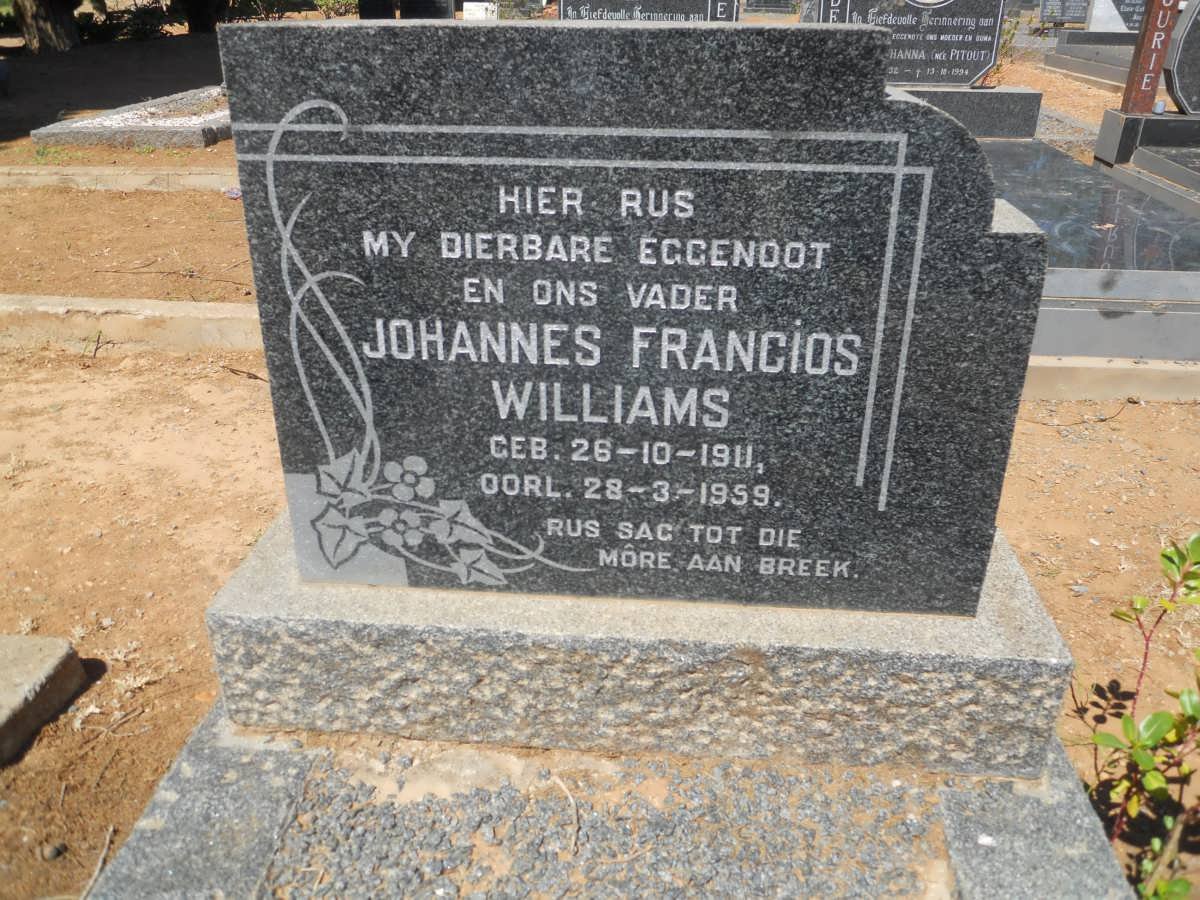 WILLIAMS Johannes Francios 1911-1959