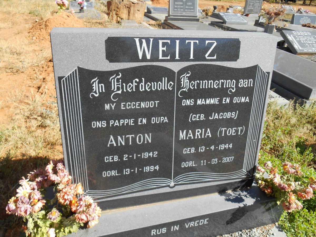 WEITZ Anton 1942-1994 &amp; Maria JACOBS 1944-2007