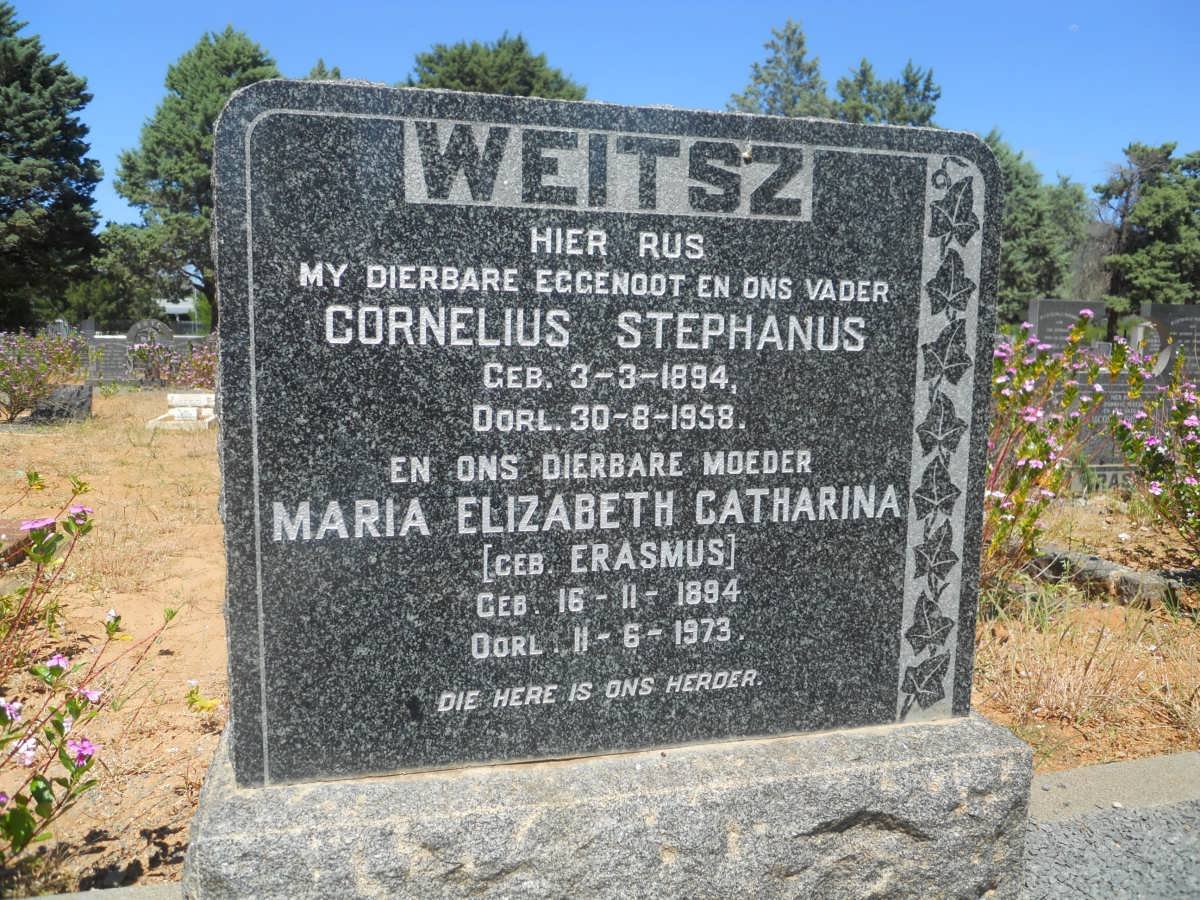 WEITSZ Cornelius Stephanus 1894-1958 &amp; Maria Elizabeth Catharina ERASMUS 1894-1973