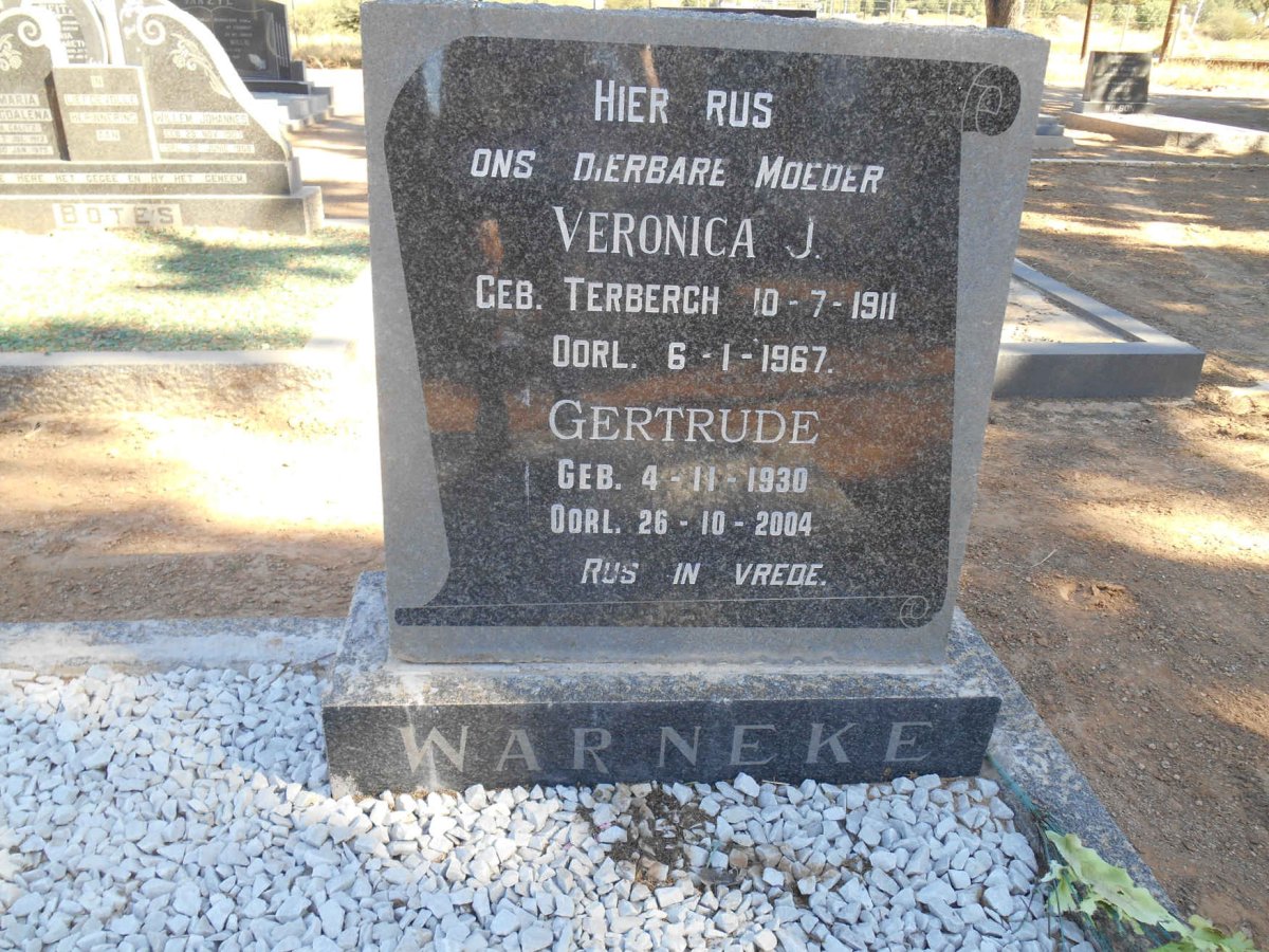 WARNEKE Veronica J. nee TERBERGH 1900-1967 :: WARNEKE Gertrude 1930-2004