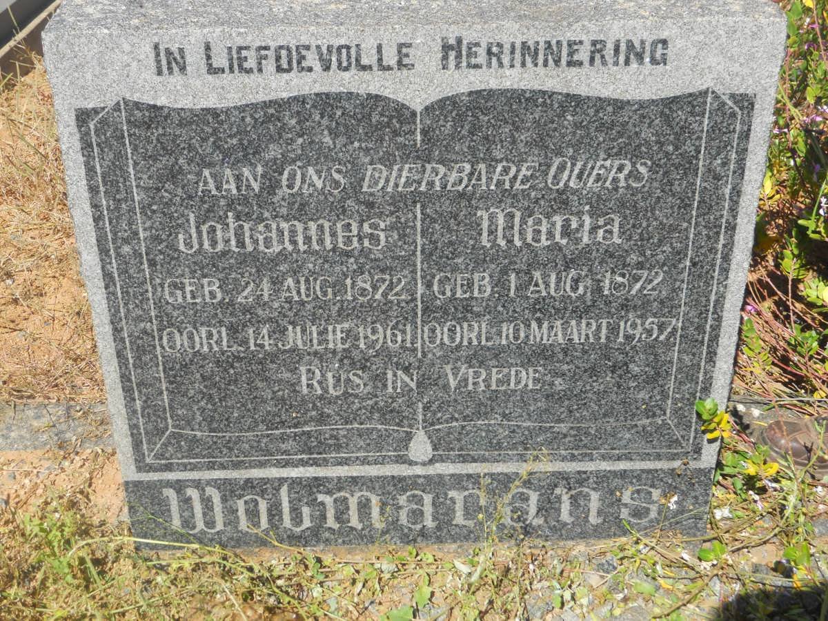 WOLMARANS Johannes 1872-1961 &amp; Maria 1872-1957