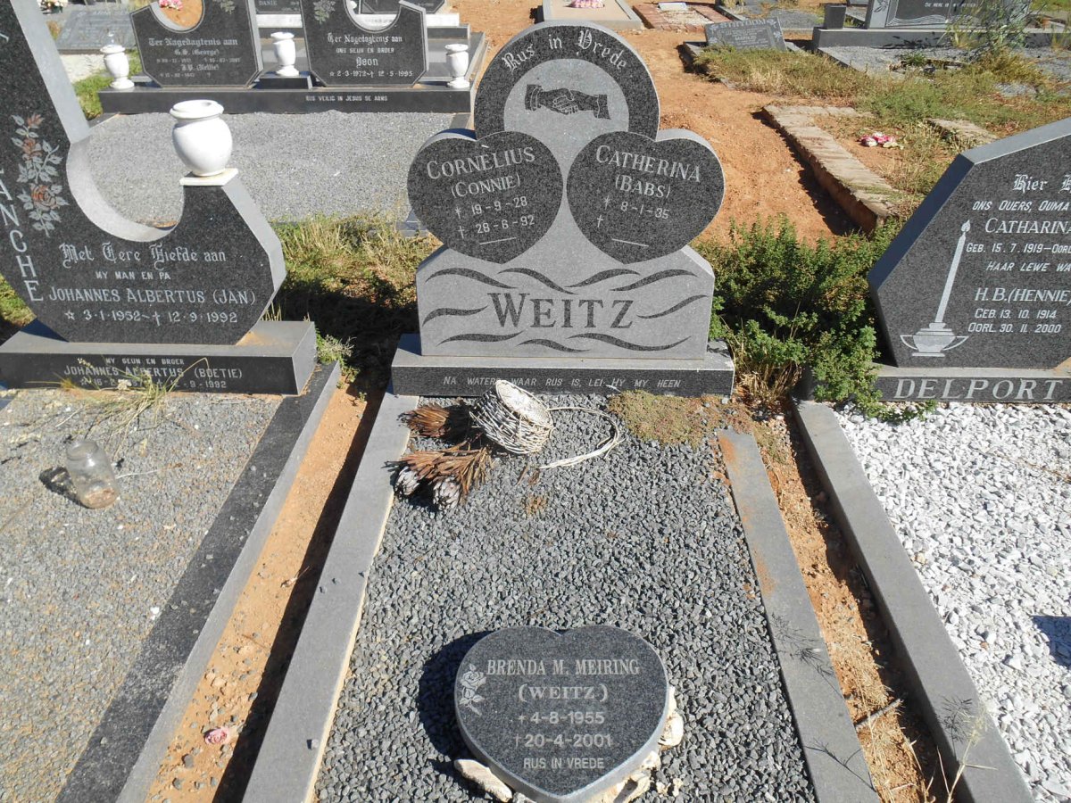 WEITZ Cornelius 1928-1992 &amp; Catherina 1935- :: MEIRING Brenda M. nee WEITZ 1955-2001