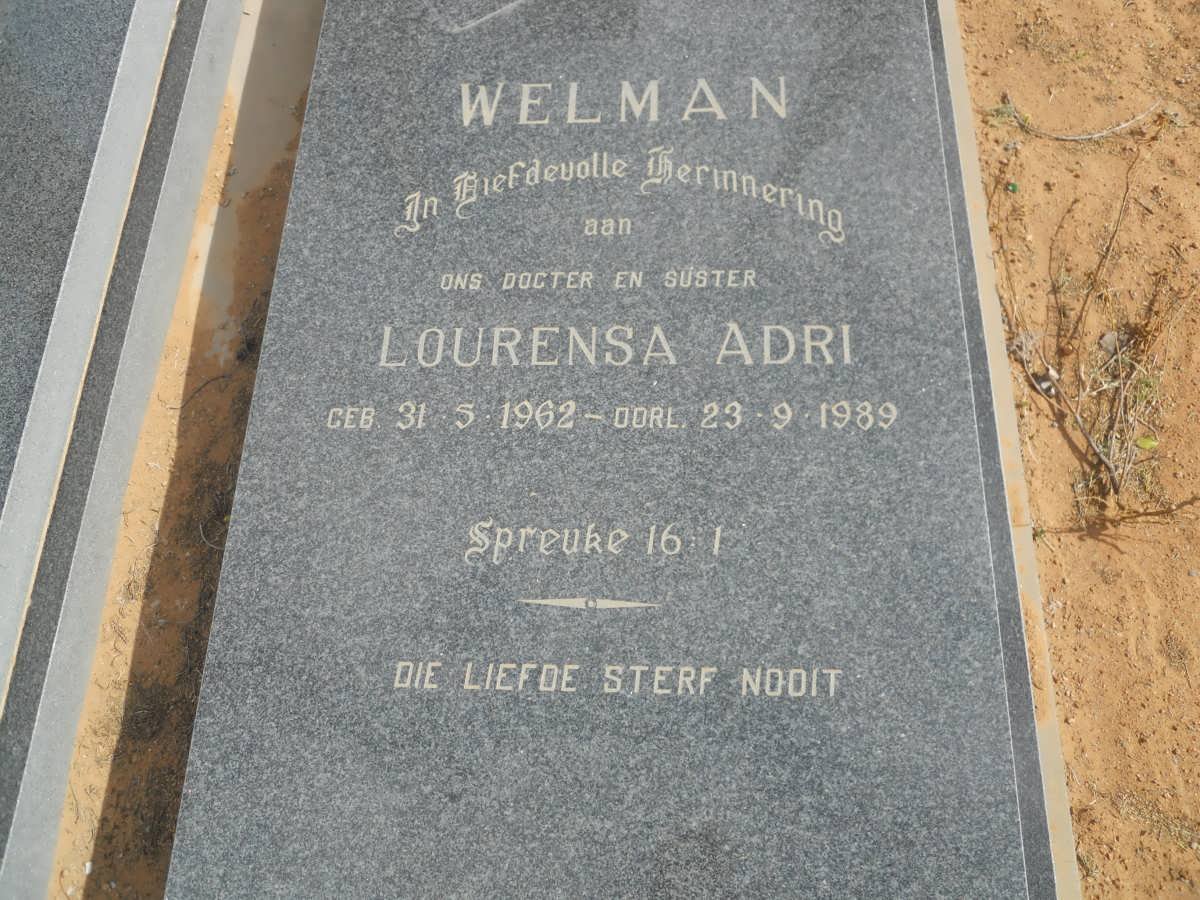 WELMAN Lourensa Adri 1962-1989