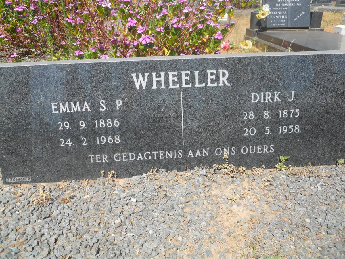 WHEELER Dirk J. 1875-1958 &amp; Emma S.P. 1886-1968