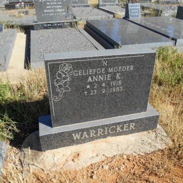WARRICKER Annie K. 1918-1985