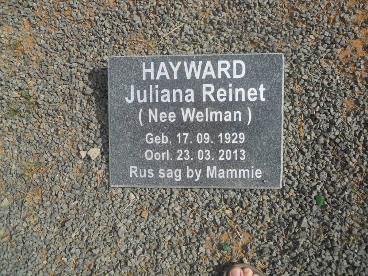 HAYWARD Juliana Reinet nee WELMAN 1929-2013